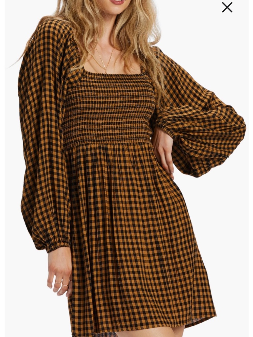 Billabong paradise days Long-Sleeve Mini Dress - Brown/Black